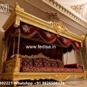 Wooden Swing Design with Artistic Floral Engraving No-1858