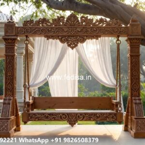 Wooden Swing Design with Decorative Cushion Arrangement No-1876