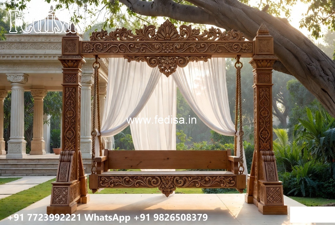 Wooden Swing Design with Decorative Cushion Arrangement No-1876