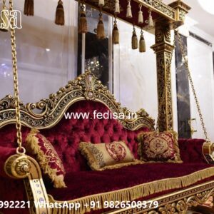 Artistic Wood Carving Swing Design with Floral Patterns No-2155
