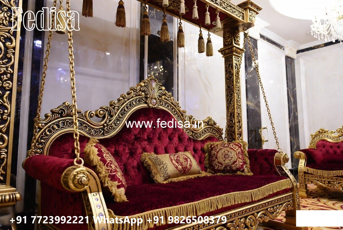 Artistic Wood Carving Swing Design with Floral Patterns No-2155