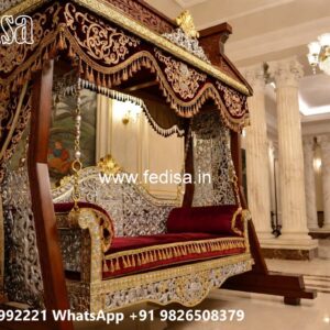 Wooden Jhula Wood Carving Swing Design for Indian Interiors No-2157