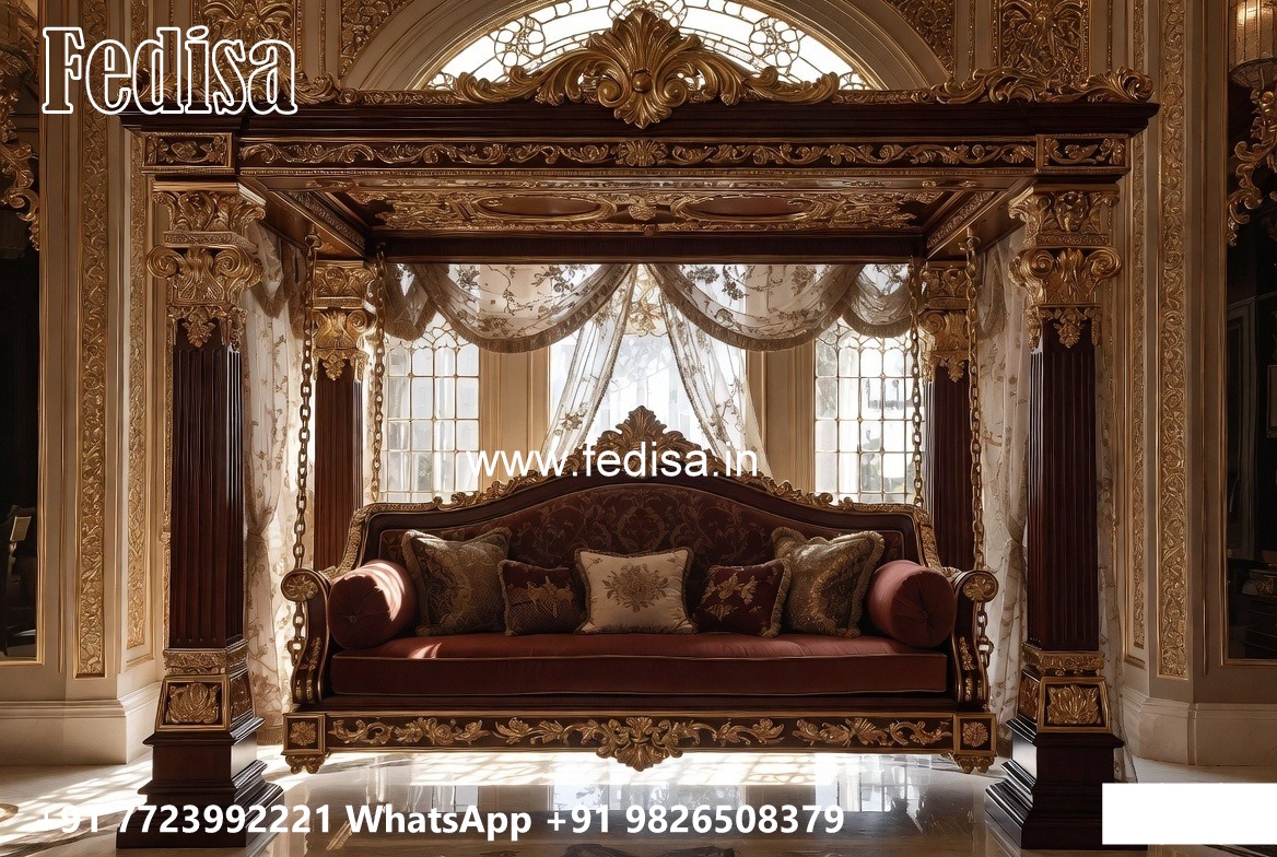 Elegant Wood Carving Swing Design with Handcrafted Details No-2160