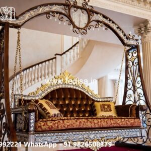Wood Carving Swing Design with Decorative Wooden Artwork No-2164
