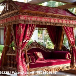 Handcrafted Wood Carving Swing Design with Rich Detailing No-2171