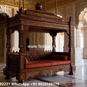 Elegant Wood Carving Swing Design for Family Relaxation No-2175