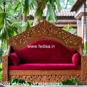 Elegant Wood Carving Swing Design with Royal Craftsmanship No-2188