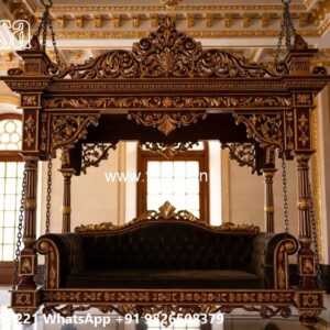 Royal Wood Carving Swing Design for Sophisticated Living Rooms No-2191