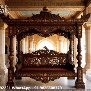 Artistic Wooden Swing Design with Detailed Carving Style No-2192