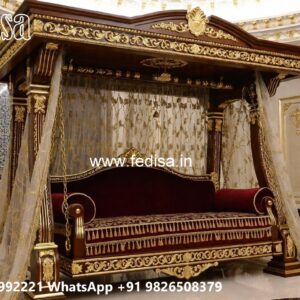 Royal Wood Carving Swing Design with Premium Upholstery No-2203