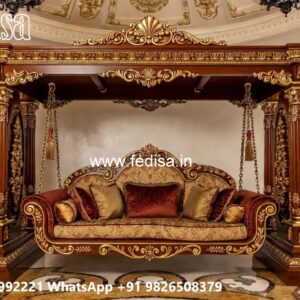 Elegant Wood Carving Swing Design with Decorative Cushions No-2223