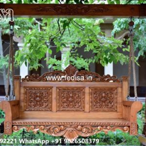 Wood Carving Swing Design with Decorative Hanging Chains No-2239