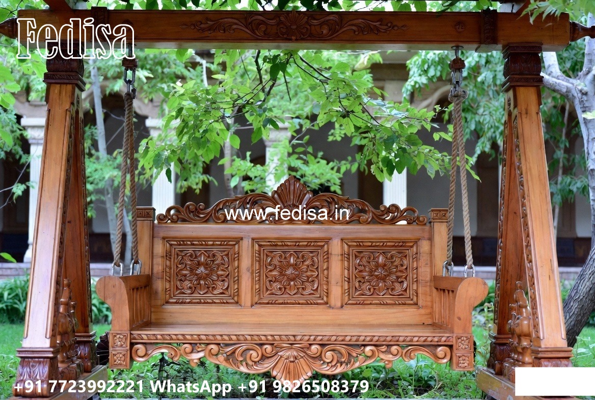 Wood Carving Swing Design with Decorative Hanging Chains No-2239