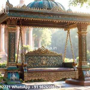 Solid Wood Swing Design with Artistic Hand Carving