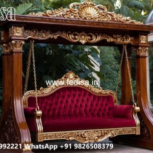 Artistic Wooden Swing Design with Elegant Finishing