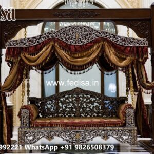 Decorative Wooden Swing Design for Elegant Sitting Area