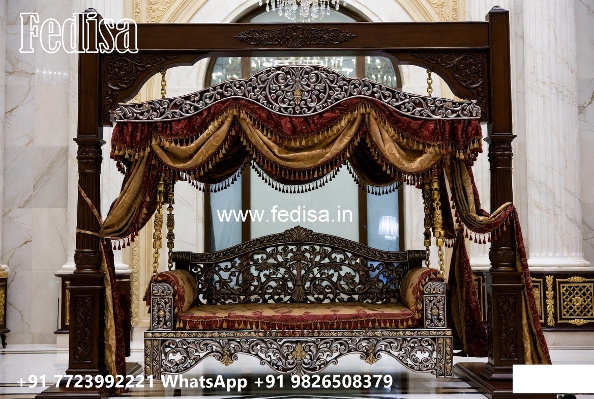 Decorative Wooden Swing Design for Elegant Sitting Area