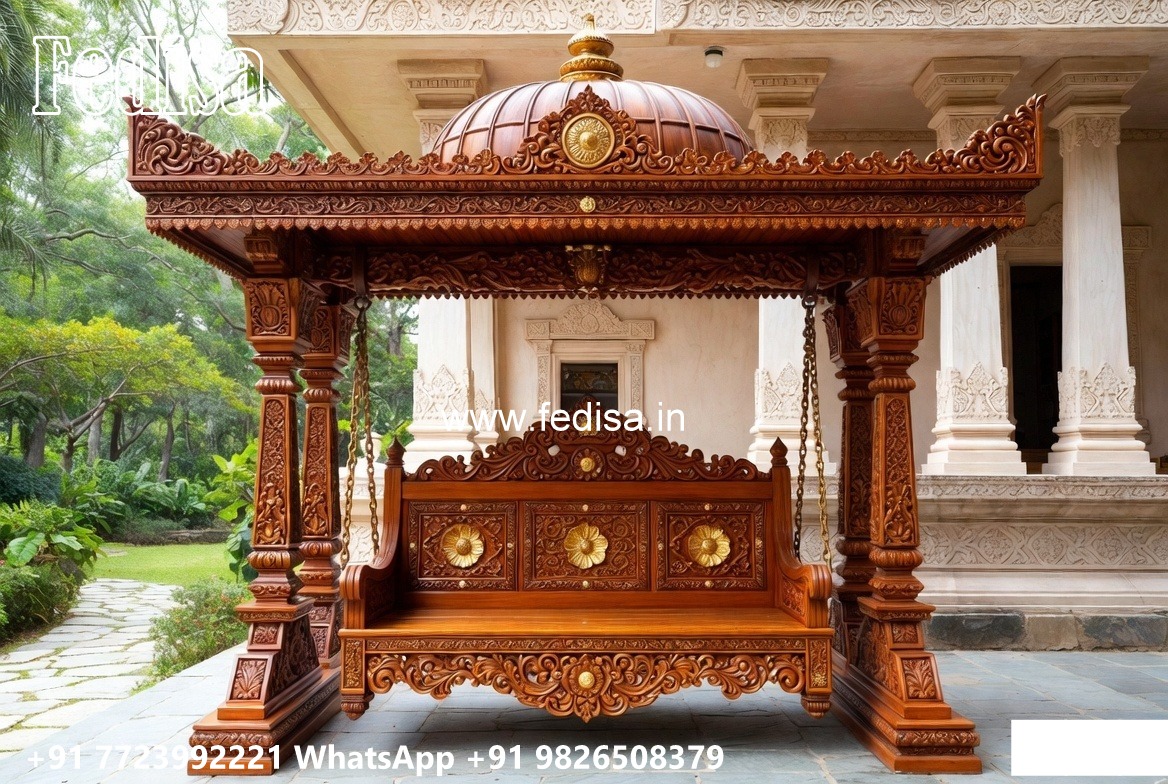 Wooden Swing Design with Intricate Handcrafted Details
