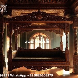 Elegant Wooden Swing Design for Family Relaxation Space No-2296