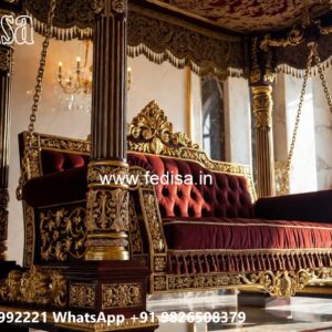 Wooden Swing Design with Artistic Floral Engraving No-2308