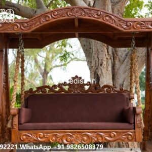 Elegant Wood Carving Swing Design for Family Relaxation No-2625