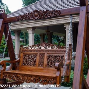 Premium Wood Carving Swing Design with Elegant Curves No-2633