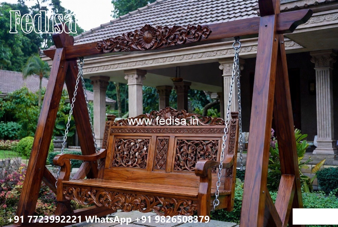 Premium Wood Carving Swing Design with Elegant Curves No-2633