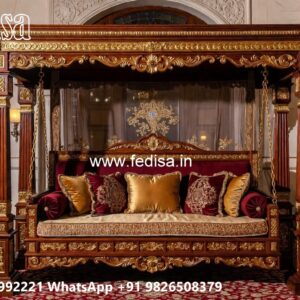 Handcrafted Wood Carving Swing Design for Grand Interiors No-2634