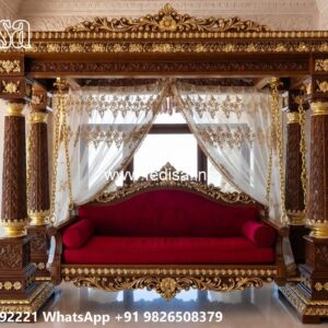Wood Carving Swing Design with Artistic Floral Motifs No-2636