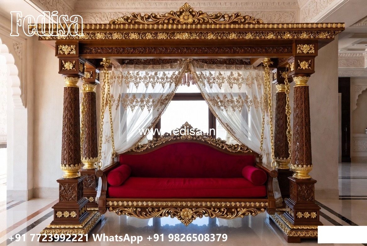 Wood Carving Swing Design with Artistic Floral Motifs No-2636