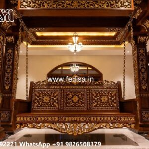 Artistic Wooden Swing Design with Detailed Carving Style No-2642
