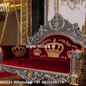 Royal Wood Carving Swing Design with Premium Upholstery No-2653
