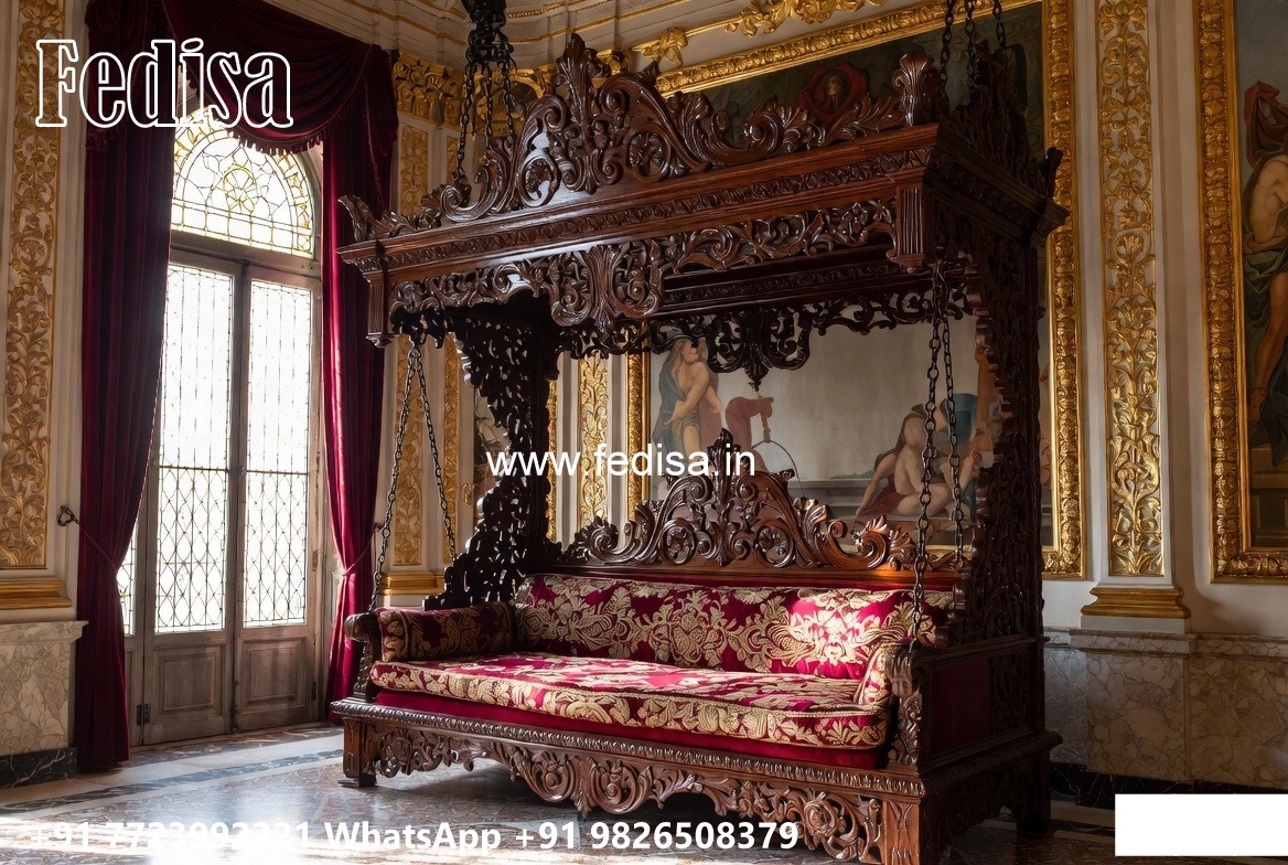 Luxury Wood Carving Swing Design with Elegant Backrest No-2657