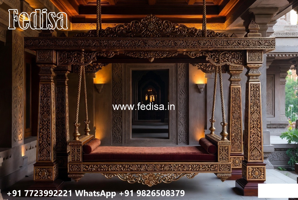 Handcrafted Wood Carving Swing Design for Elegant Hall Decor No-2661