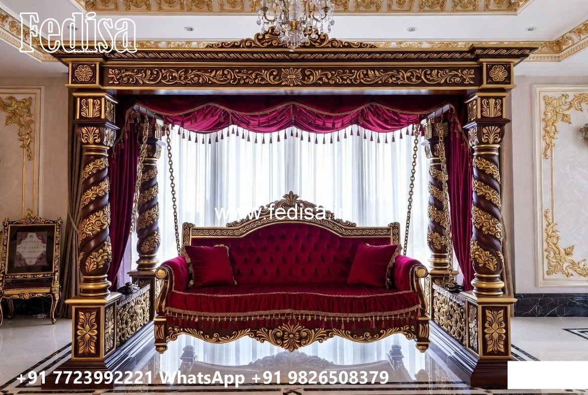 Royal Wood Carving Swing Design for Grand Villa Interiors No-2663