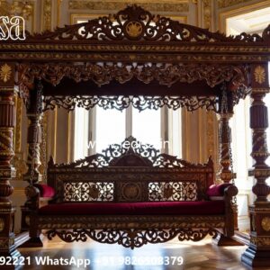 Indoor Wood Carving Swing Design with Artistic Charm No-2679