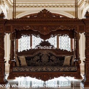 Royal Wood Carving Swing Design with Floral Artwork No-2687