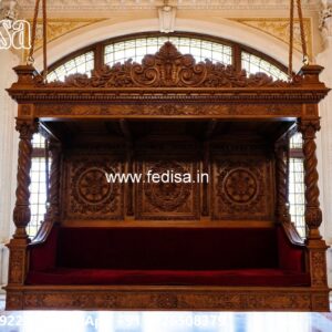 Wood Carving Swing Design with Decorative Hanging Chains No-2689