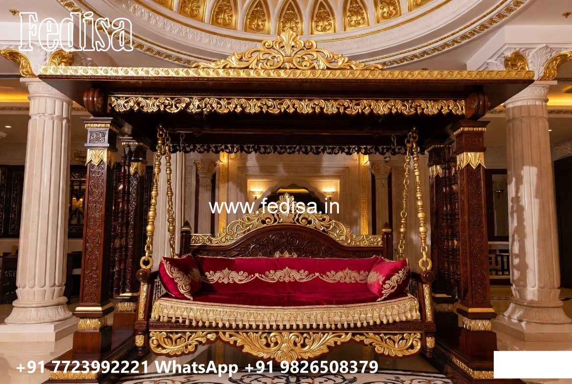 Elegant Wooden Swing Design with Brass Chain Decor No-2707