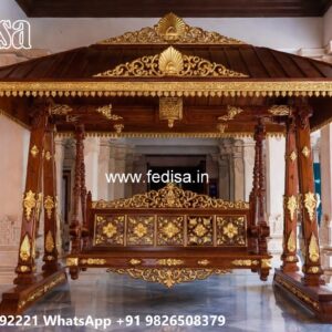 Solid Wood Swing Design with Artistic Hand Carving No-2711