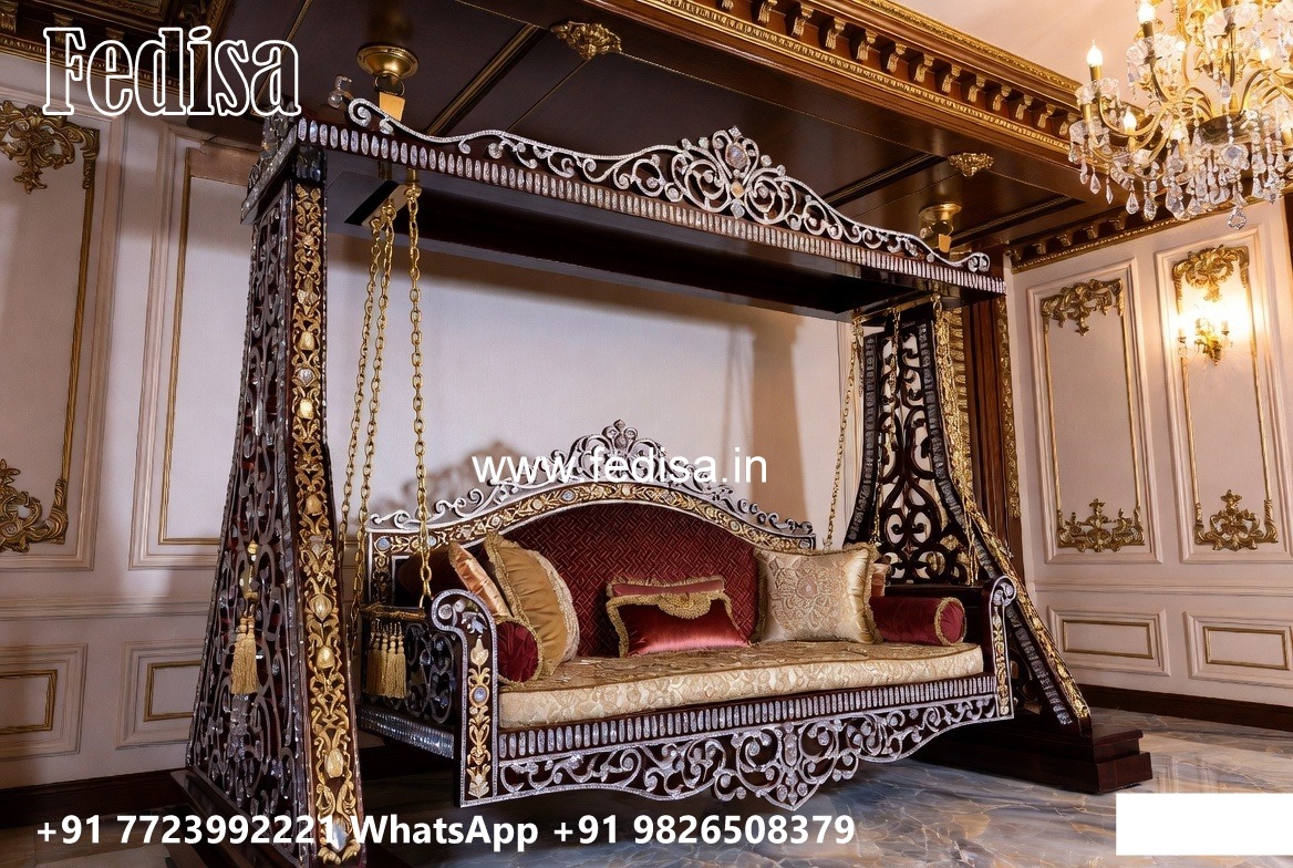 Wooden Swing Design with Elegant Brass Accessories