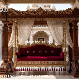 Wooden Swing Design with Decorative Cushion Arrangement No-2776