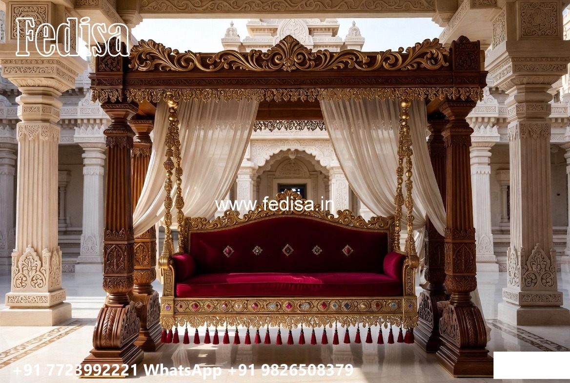Wooden Swing Design with Decorative Cushion Arrangement No-2776