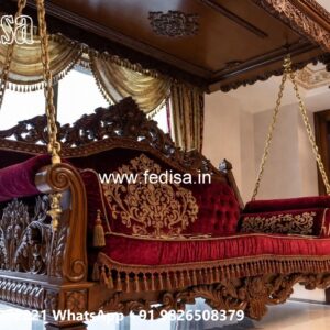 Wooden Swing Design with Elegant Carved Backrest No-2781