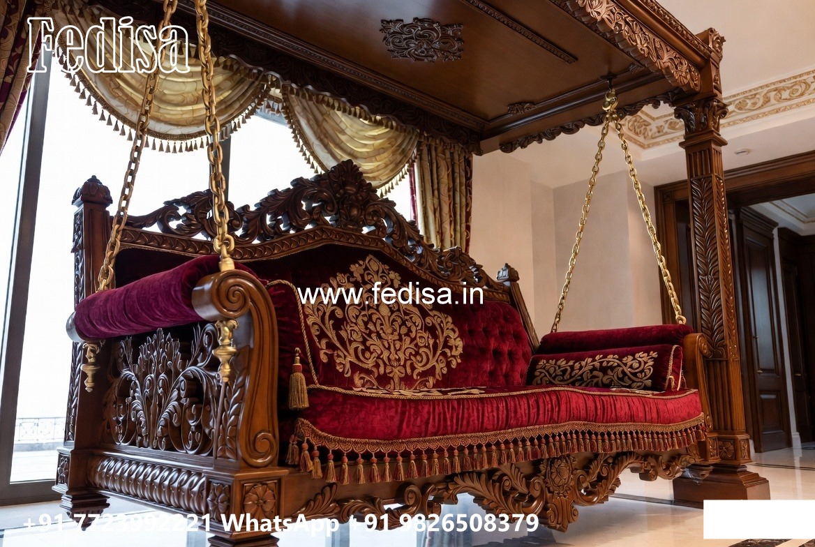 Wooden Swing Design with Elegant Carved Backrest No-2781
