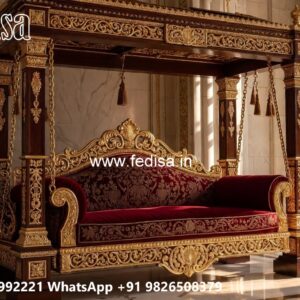 Elegant Wood Carving Swing Design with Handcrafted Details No-3060