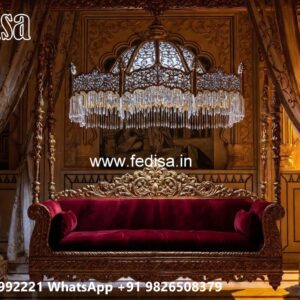 Artistic Wooden Swing Design with Detailed Carving Style No-3092