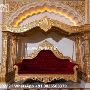 Royal Wood Carving Swing Design with Premium Upholstery No-3103