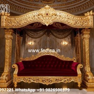 Wood Carving Swing Design with Floral Wooden Artwork No-3118