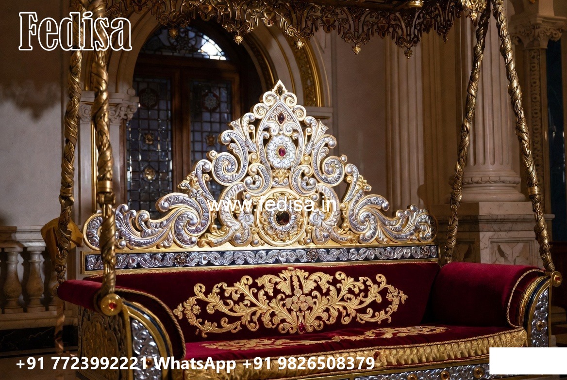 Elegant Wood Carving Swing Design with Decorative Cushions No-3123